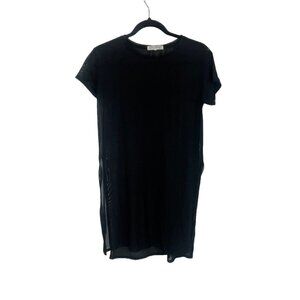 Joah Brown Supreme Sheer Short Sleeve Stretch Side Slit T Shirt Dress Black